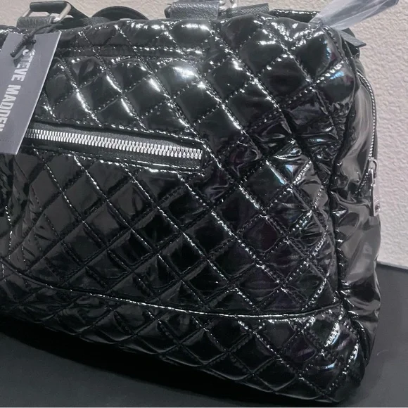 Steve Madden Weekender Black Patent Faux Leather Bag NWT - Picture 5 of 8